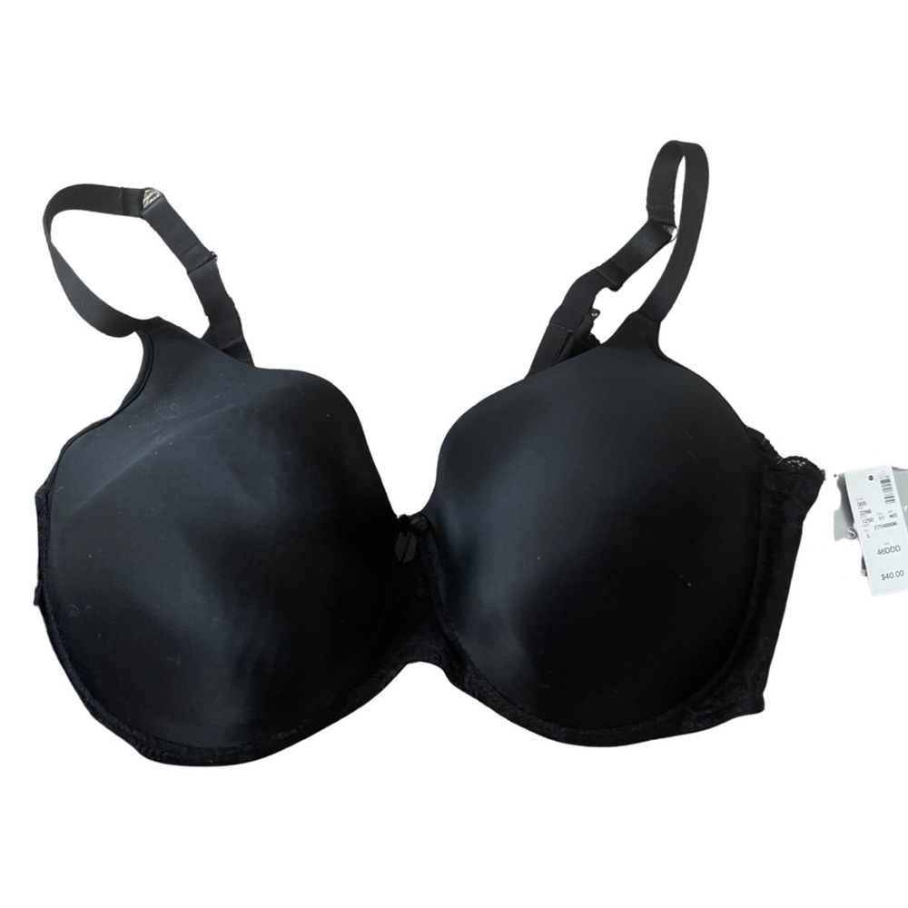 NWT Avenue Body Black Lace Backsmoother Bra 46DDD​